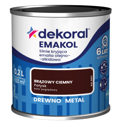Emalia olejno-alkidowa EMAKOL Brązowy ciemny 0,2 l Dekoral