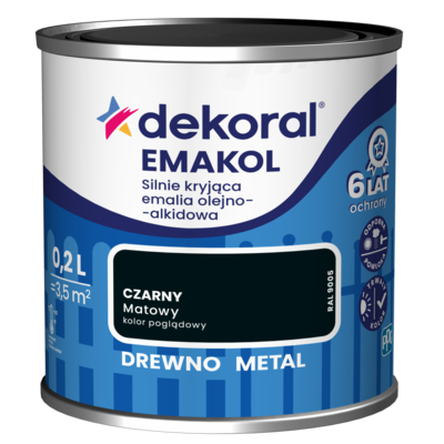 Emalia olejno-alkidowa EMAKOL Czarny matowy 0,2 l Dekoral