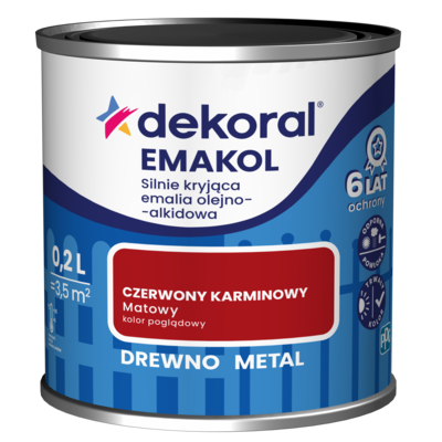Emalia olejno-alkidowa EMAKOL Czerwony karminowy matowy 0,2 l Dekoral