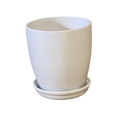 Doniczka Classic wysoka z podstawką 16 cm ceramiczna biała