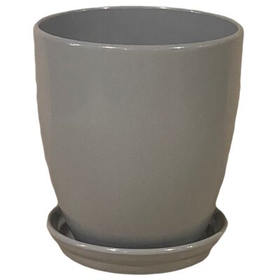 Doniczka Classic wysoka z podstawką 19 cm ceramiczna szara
