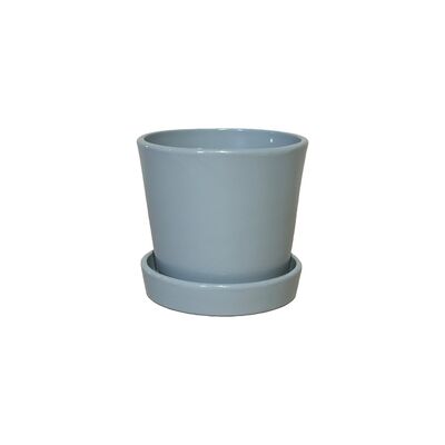 Doniczka Stożek z podstawką 15 cm ceramiczna szara