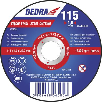 Tarcza do cięcia stali 115 x 1,0 x 22,2 mm