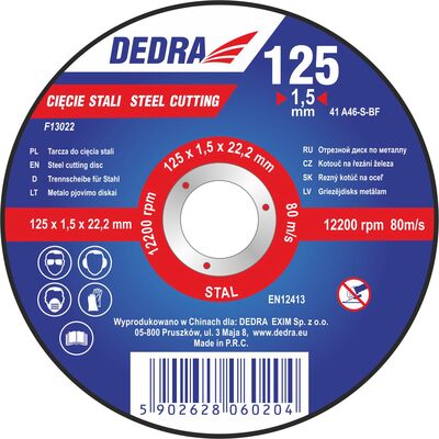 Tarcza do cięcia stali 125 x 1,5 x 22,2 mm