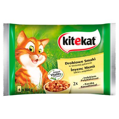 Karma pełnoporcjowa drobiowe smaki w soczystej galarecie 400 g (4 x 100 g) Kitekat
