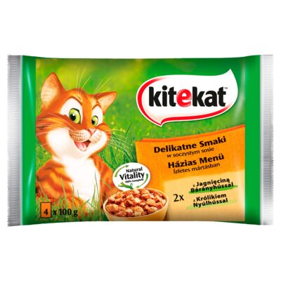 Karma dla kotów pełnoporcjowa delikatne smaki w soczystym sosie 4 x 100 g Kitekat