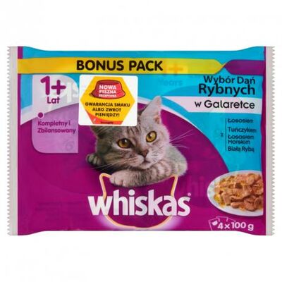 Karma mokra dla kota bonus 10% rybne dania galareta 4 x 100 g Whiskas