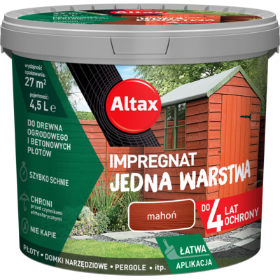 Zdjęcie impregnat do drewna ogrodowego jedna warstwa 4,5 l mahoń altax