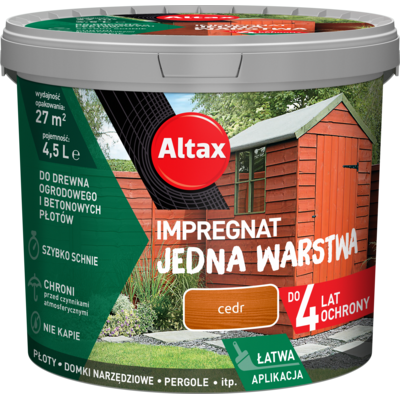 Zdjęcie impregnat do drewna ogrodowego jedna warstwa 4,5 l cedr altax