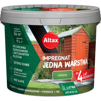 Impregnat do drewna ogrodowego JEDNA WARSTWA 9 l Zielony Altax