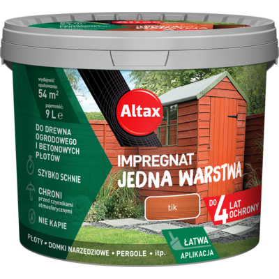 Impregnat do drewna ogrodowego JEDNA WARSTWA 9 l Tik Altax