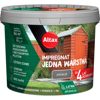 Impregnat do drewna ogrodowego JEDNA WARSTWA 9 l Antracyt Altax