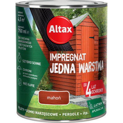 Impregnat do drewna ogrodowego JEDNA WARSTWA 0,75 l Mahoń Altax