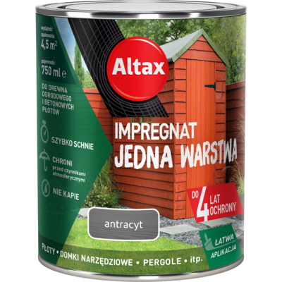 Impregnat do drewna ogrodowego JEDNA WARSTWA 0,75 l Antracyt Altax