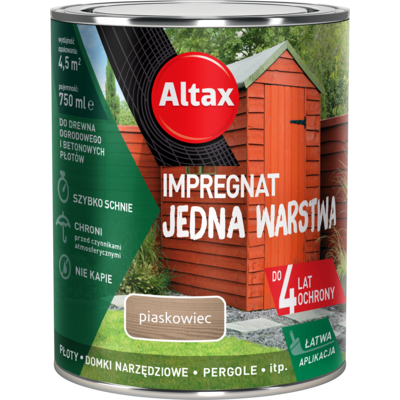 Zdjęcie impregnat do drewna ogrodowego jedna warstwa 0,75 l piaskowiec altax