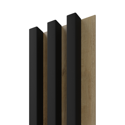 Lamele ścienne Stegu Linea Slim 265 x 15 cm czarno-dębowy