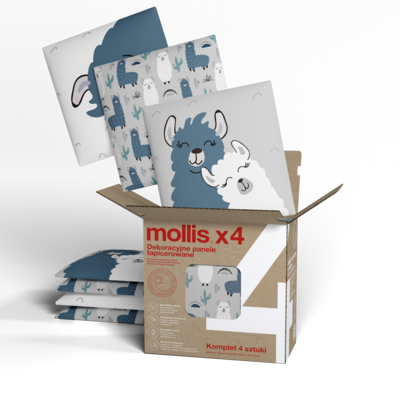 Panele tapicerowane PRINT ALPAKI set 4 sztuki Mollis