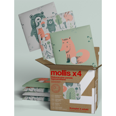 Panele tapicerowane PRINT LAS set 4 sztuki