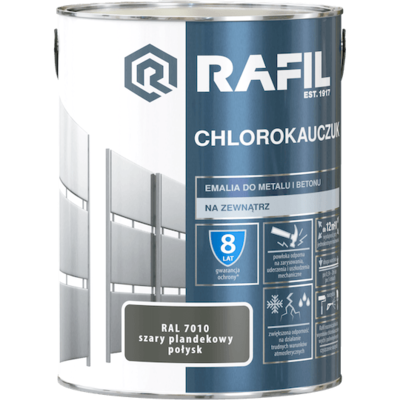 Emalia chlorokauczukowa szary plandekowy 5 l RAFIL