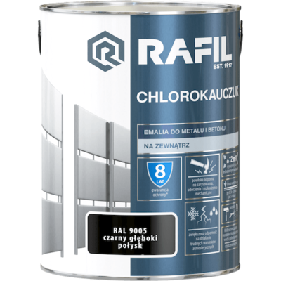 Emalia chlorokauczukowa czarny 5 l RAFIL