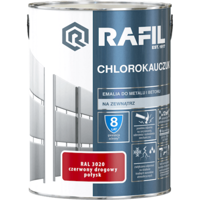 Emalia chlorokauczukowa czerwony drogowy 5 l RAFIL