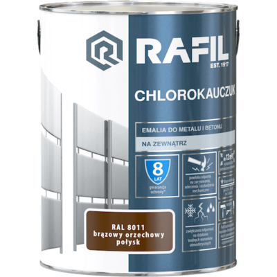 Emalia chlorokauczukowa brąz orzech 5 l RAFIL