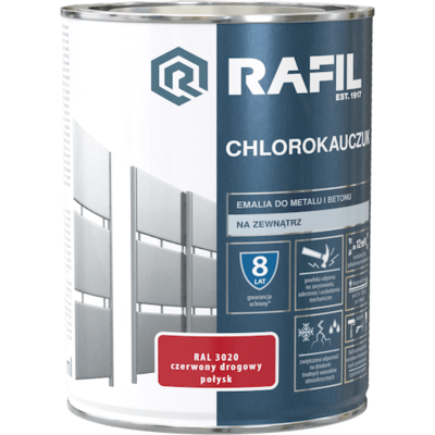 Emalia chlorokauczukowa czerwony drogowy 0,9 l RAFIL