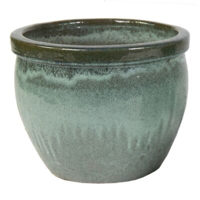 Donica szkliwiona Ø21 x 16 cm zielony