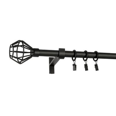 Karnisz pojedynczy DIAMOND 19 mm 240 cm czarny mat zestaw