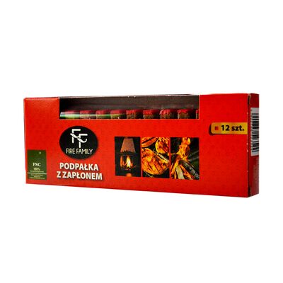 Podpałka z zapłonem 12 sztuk Fire Family