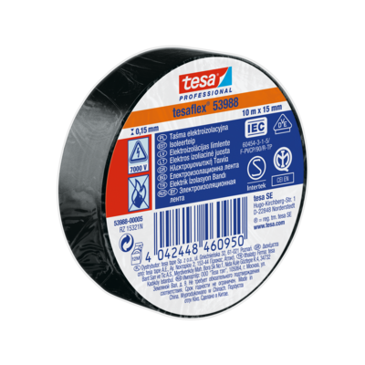 Taśma izolacyjna PVC do zastosowań elektrycznych 10 m x 15 mm czarna tesa
