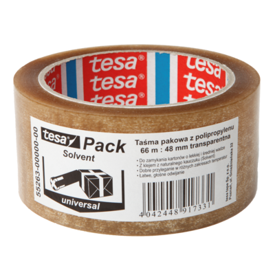 Taśma pakowa uniwersalna do stosowania nawet w niskich temperaturach 66 m x 48 mm przezroczysta tesa