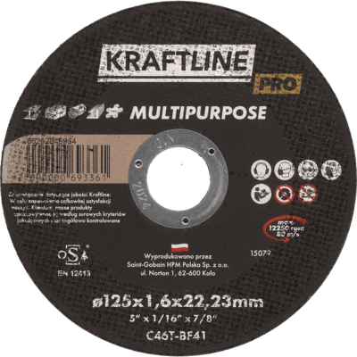 Tarcza do cięcia T41 125 x 1,6 x 22,23 multipurpose KRAFTLINE PRO