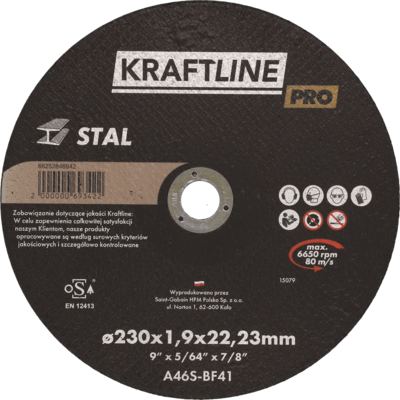 Tarcza do cięcia T41 230 x 1,9 x 22,23 stal KRAFTLINE PRO
