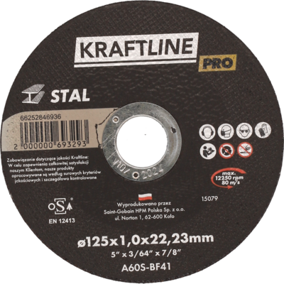 Tarcza do cięcia T41 125 x 1 x 22,23 mm stal KRAFTLINE PRO