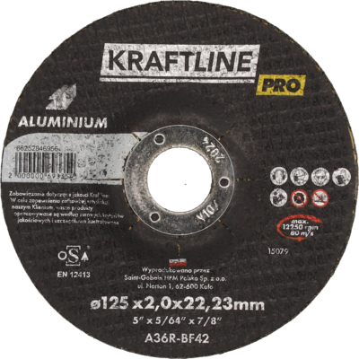 Tarcza do cięcia T41 125 x 2 x 22,23 mm aluminium KRAFTLINE PRO