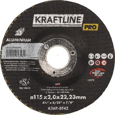 Tarcza do cięcia T41 115 x 2 x 22,23 mm aluminium KRAFTLINE PRO