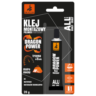 Klej montażowy polimer hybrydowy biały 20 g DRAGON POWER