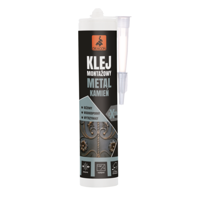 Klej montażowy metal-kamień 280 ml DRAGON