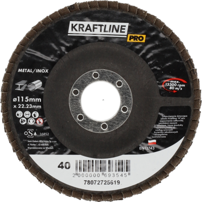 Tarcza ścierna lamelkowa 115 x 22 mm P40 cyrkon KRAFTLINE PRO