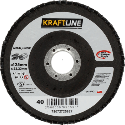 Tarcza ścierna lamelkowa 125 x 22 mm P40 elektrokorund KRAFTLINE