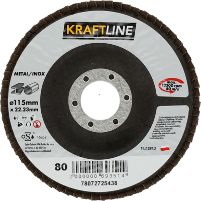 Tarcza ścierna lamelkowa 115 x 22 mm P80 elektrokorund KRAFTLINE