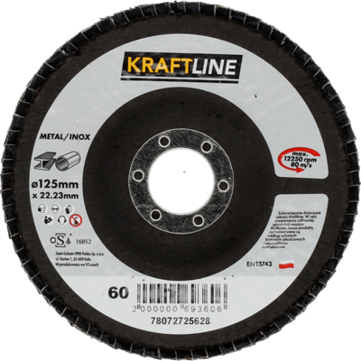 Tarcza ścierna lamelkowa 125 x 22 mm P60 elektrokorund KRAFTLINE