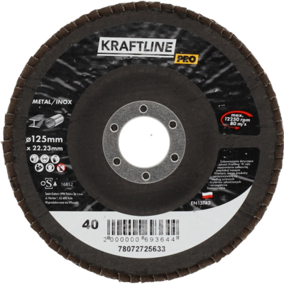 Tarcza ścierna lamelkowa 125 x 22 mm P40 cyrkon KRAFTLINE PRO