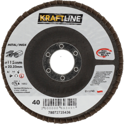 Tarcza ścierna lamelkowa 115 x 22 mm P40 elektrokorund KRAFTLINE