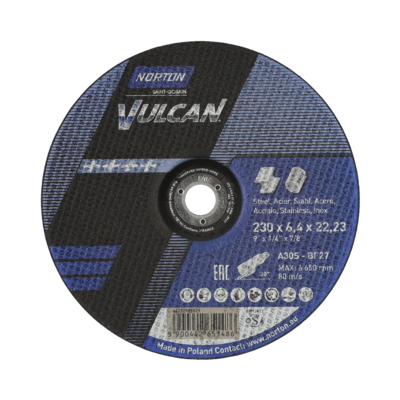 Tarcza korundowa typ 27-230 x 6.4 x 22,23 stal Norton vulcan