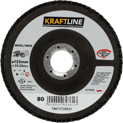 Tarcza ścierna lamelkowa 125 x 22 mm P80 elektrokorund KRAFTLINE
