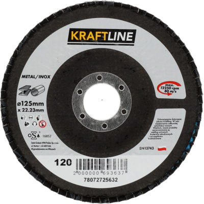 Tarcza ścierna lamelkowa 125 x 22 mm P120 elektrokorund KRAFTLINE