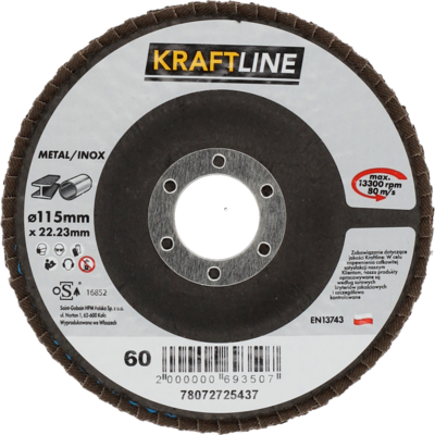 Tarcza ścierna lamelkowa 115 x 22 mm P60 elektrokorund KRAFTLINE