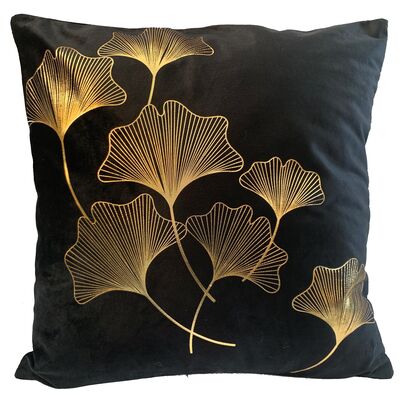 Poduszka velvetowa Gold Ginkos 40 x 40 cm czarna